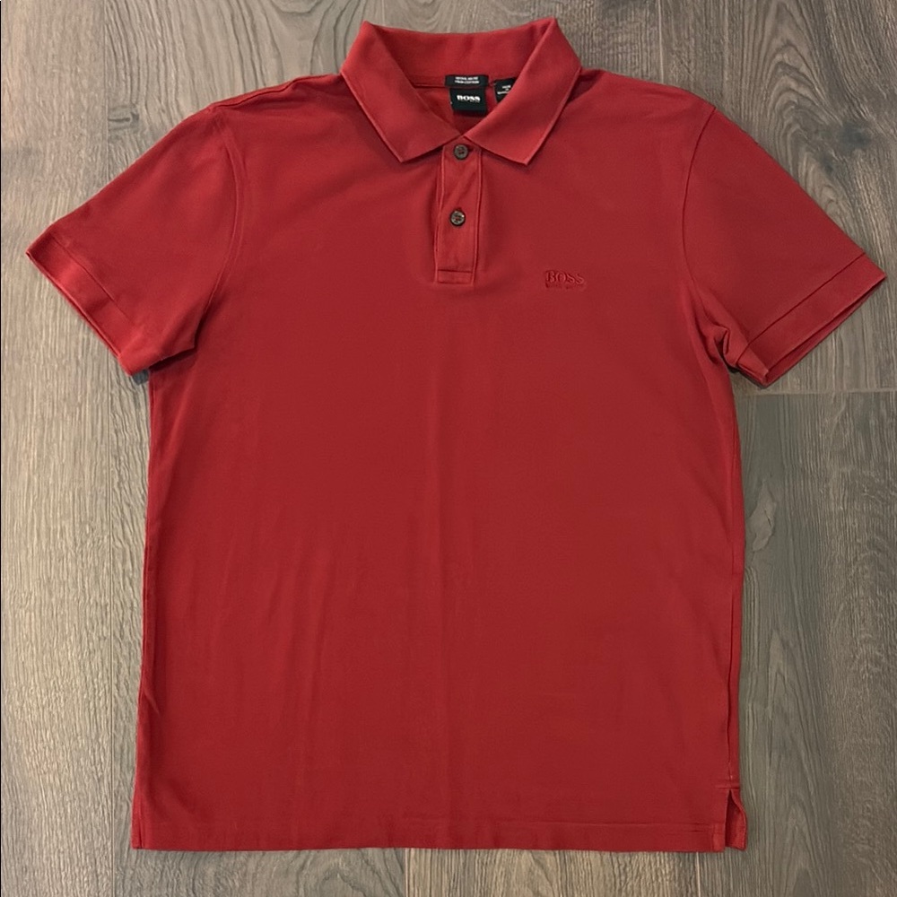 Hugo Boss Red Polo Shirt Classic Casual Style - Large